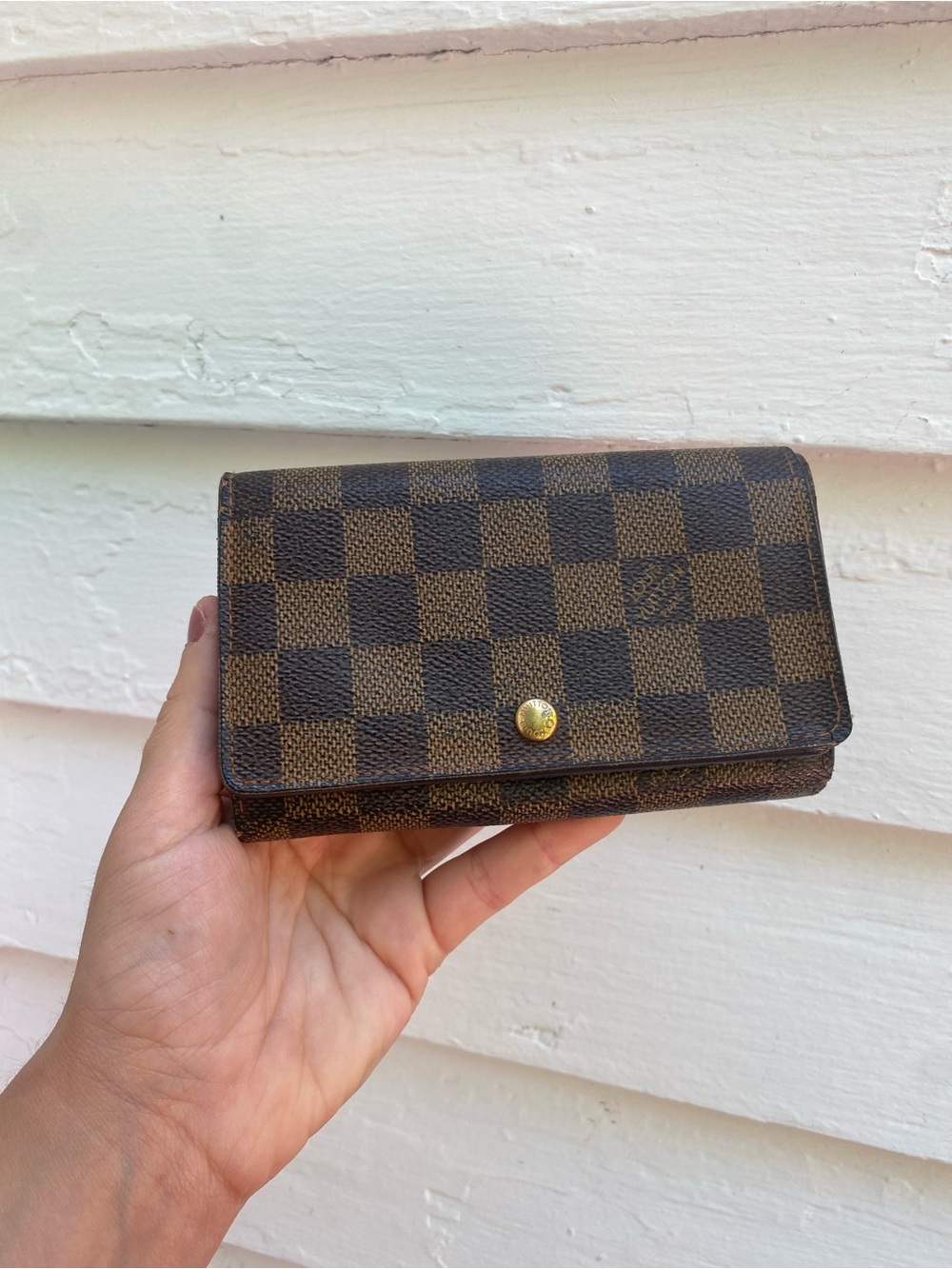 Louis Vuitton Brown Checkered Canvas Clutch Wallet